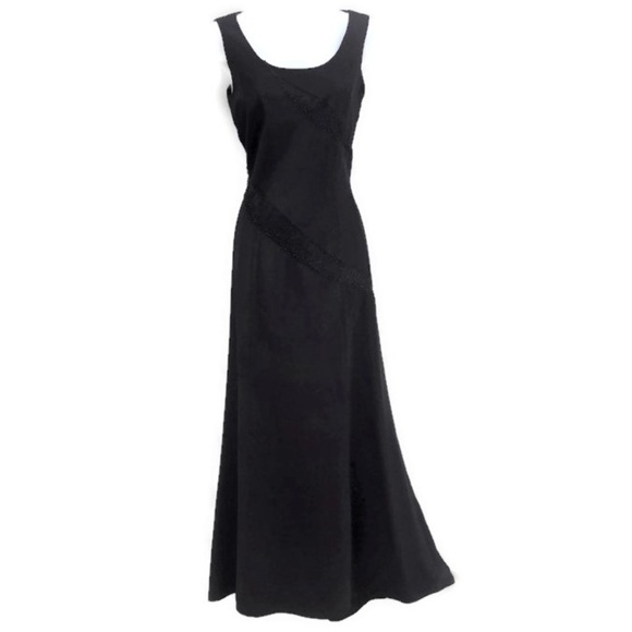 SiLK Patrick Evening Gown Maxi Black Pure Silk Lined Beads Back Zip 8